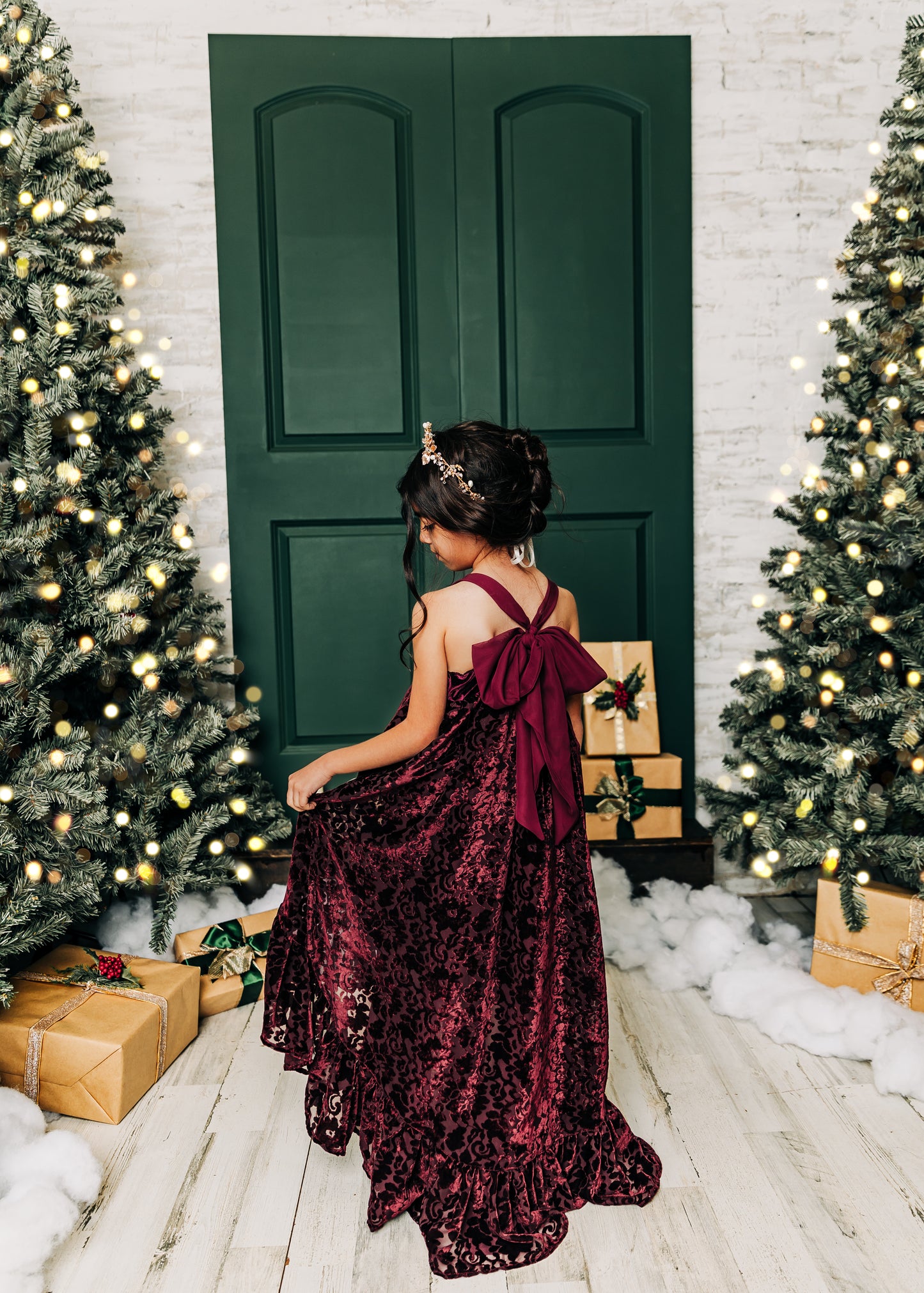 
                  
                    Burgundy Velvet Ruffle Dress
                  
                