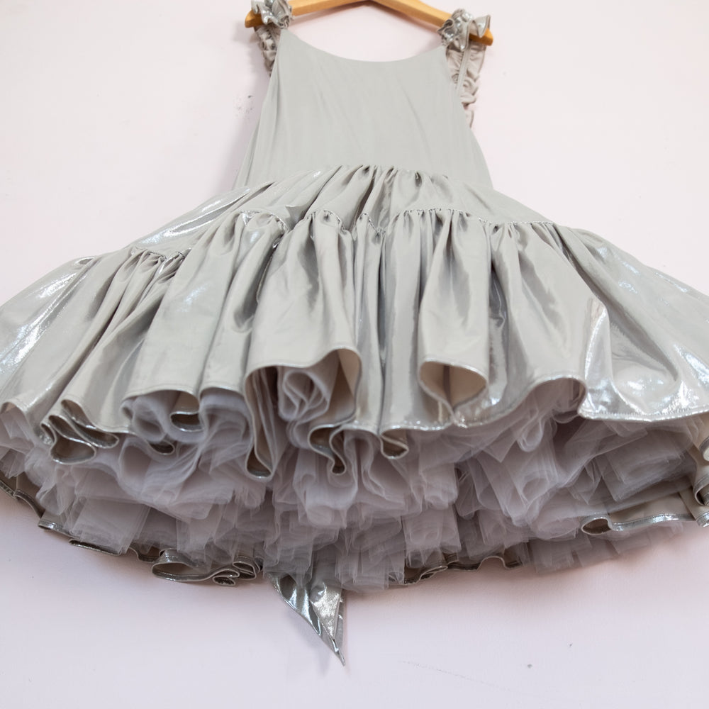 
                  
                    NEW Silver Tiered shorty in liquid lame - 10y
                  
                