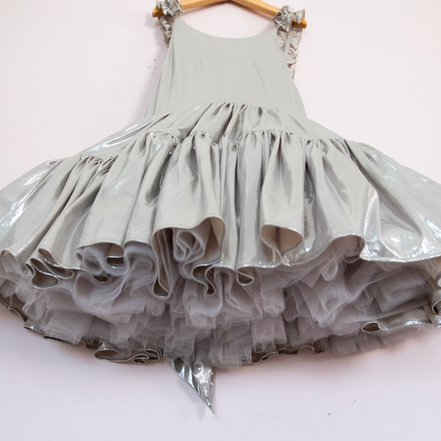 
                  
                    NEW Silver Tiered shorty in liquid lame - 10y
                  
                