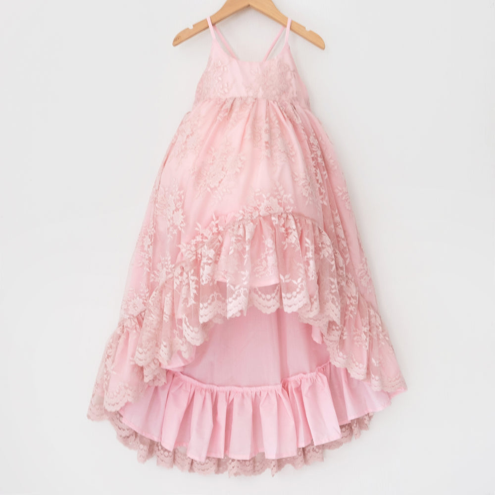 
                  
                    Pink Lace Ruffle Dress - Scalloped Lace
                  
                