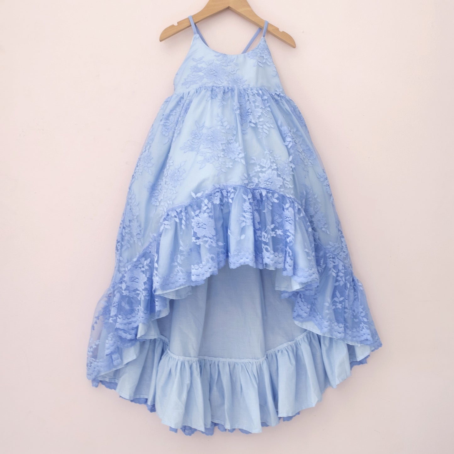
                  
                    Blue Lace Ruffle Dress - Scalloped Lace
                  
                
