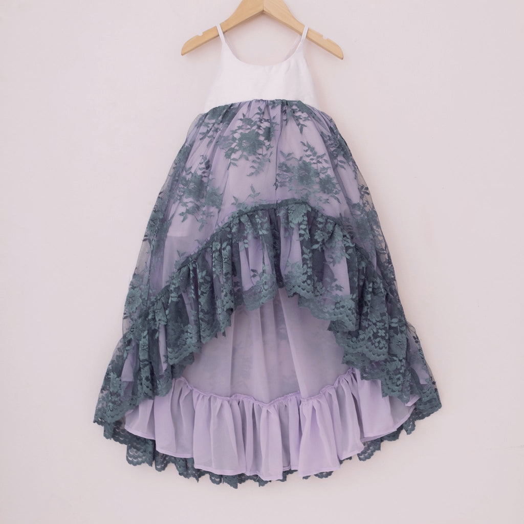 Blueberry Lace Ruffle Dress - Material Flaw