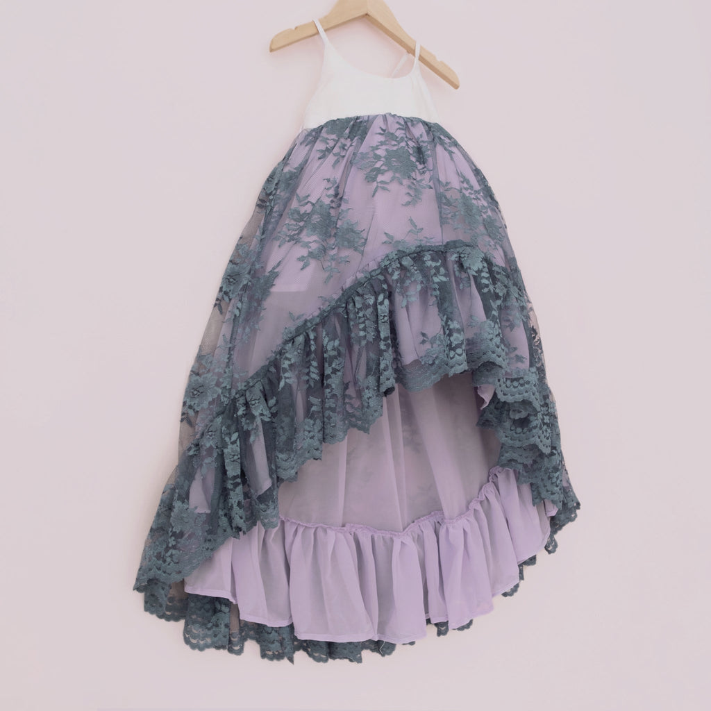 Blueberry Lace Ruffle Dress - Material Flaw