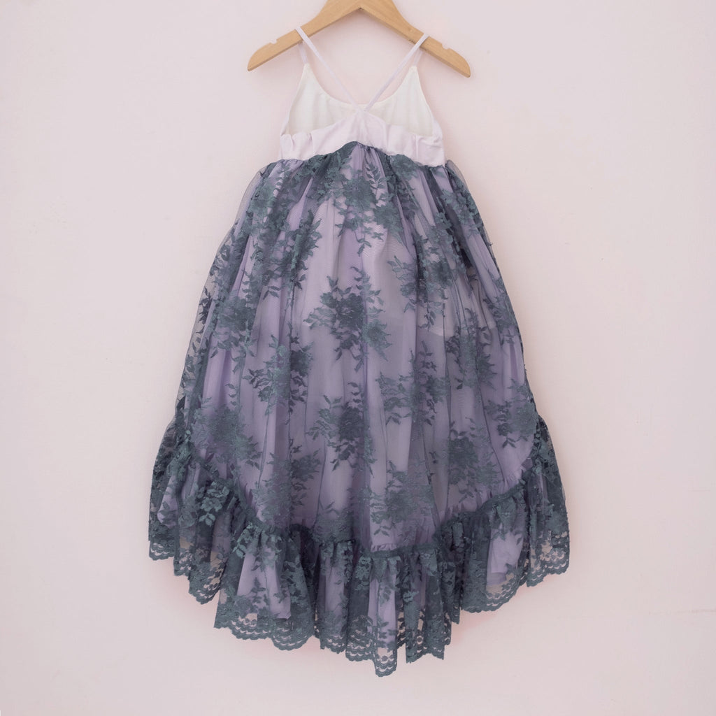 Blueberry Lace Ruffle Dress - Material Flaw