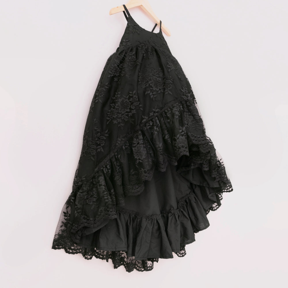 Black Lace Ruffle Dress