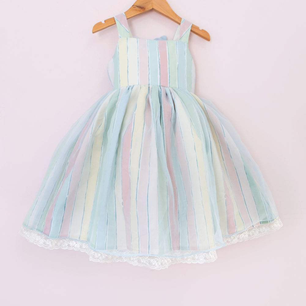 Blue Pastel Stripe Vintage Sleeveless Chloe - One of a Kind