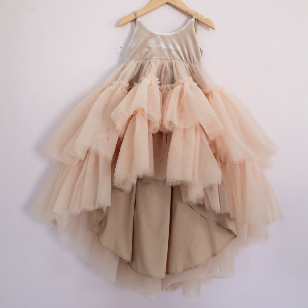 NEW one of a kind champagne high low tulle dress 5Y