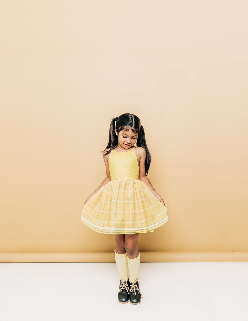 Yellow Plaid Chiffon Shortie
