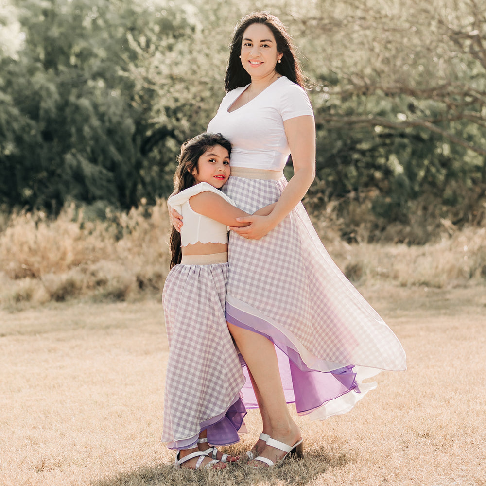 
                  
                    Women's Lavender Gingham Skirt - Material Flaw
                  
                
