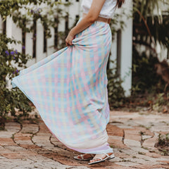 Women's Pastel Plaid Skirt - Material Flaw
