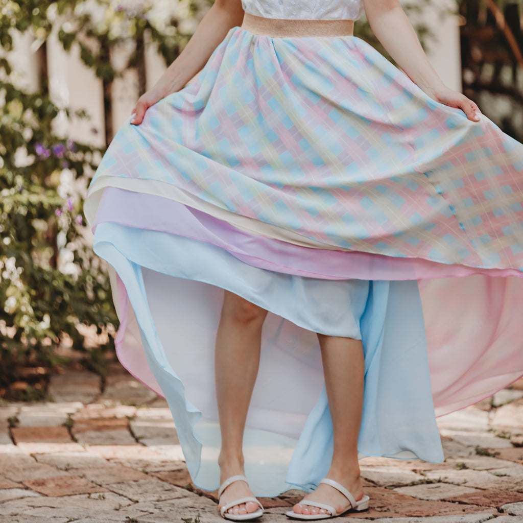 Women's Pastel Plaid Skirt
